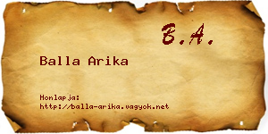 Balla Arika névjegykártya